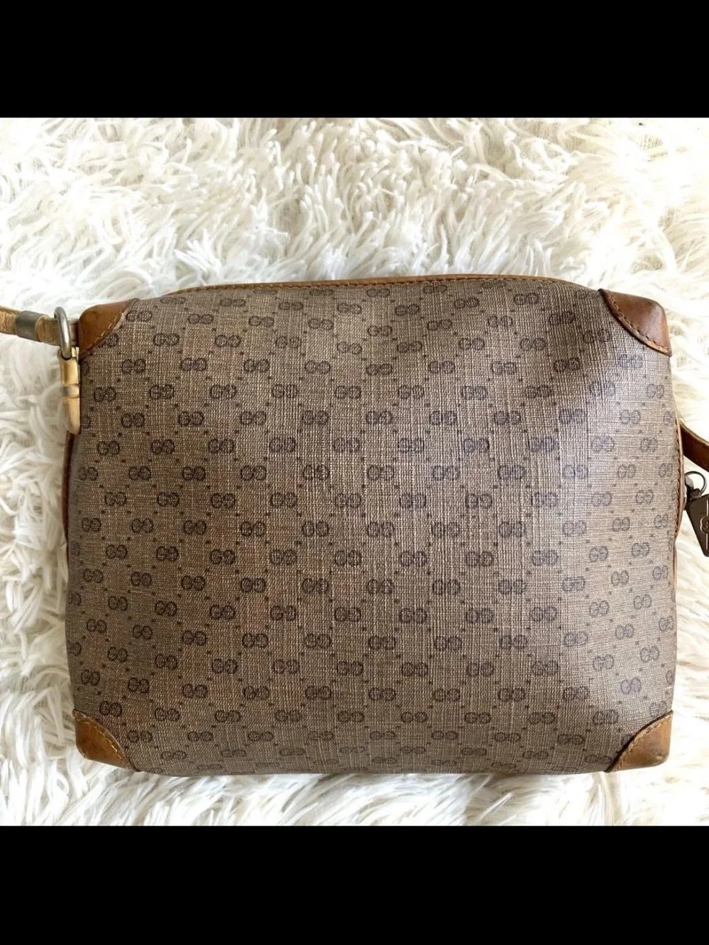 Gucci Tan/Brown Coated Canvas Crossbody with Leather Trim